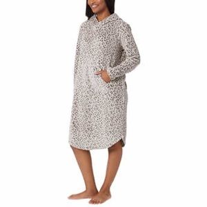 32 Degrees Ladies Hooded Sleep Lounger Gray Leopard S/M * NWT *